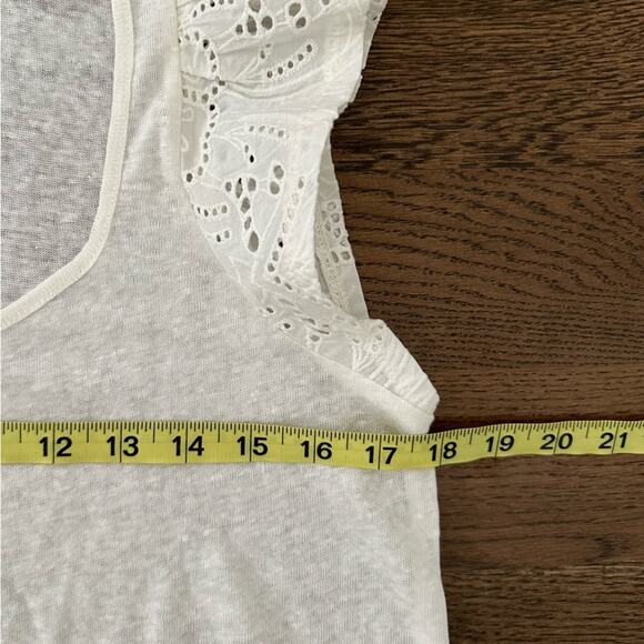 Paige denim 100% linen lace sleeve white top size medium - Picture 5 of 5